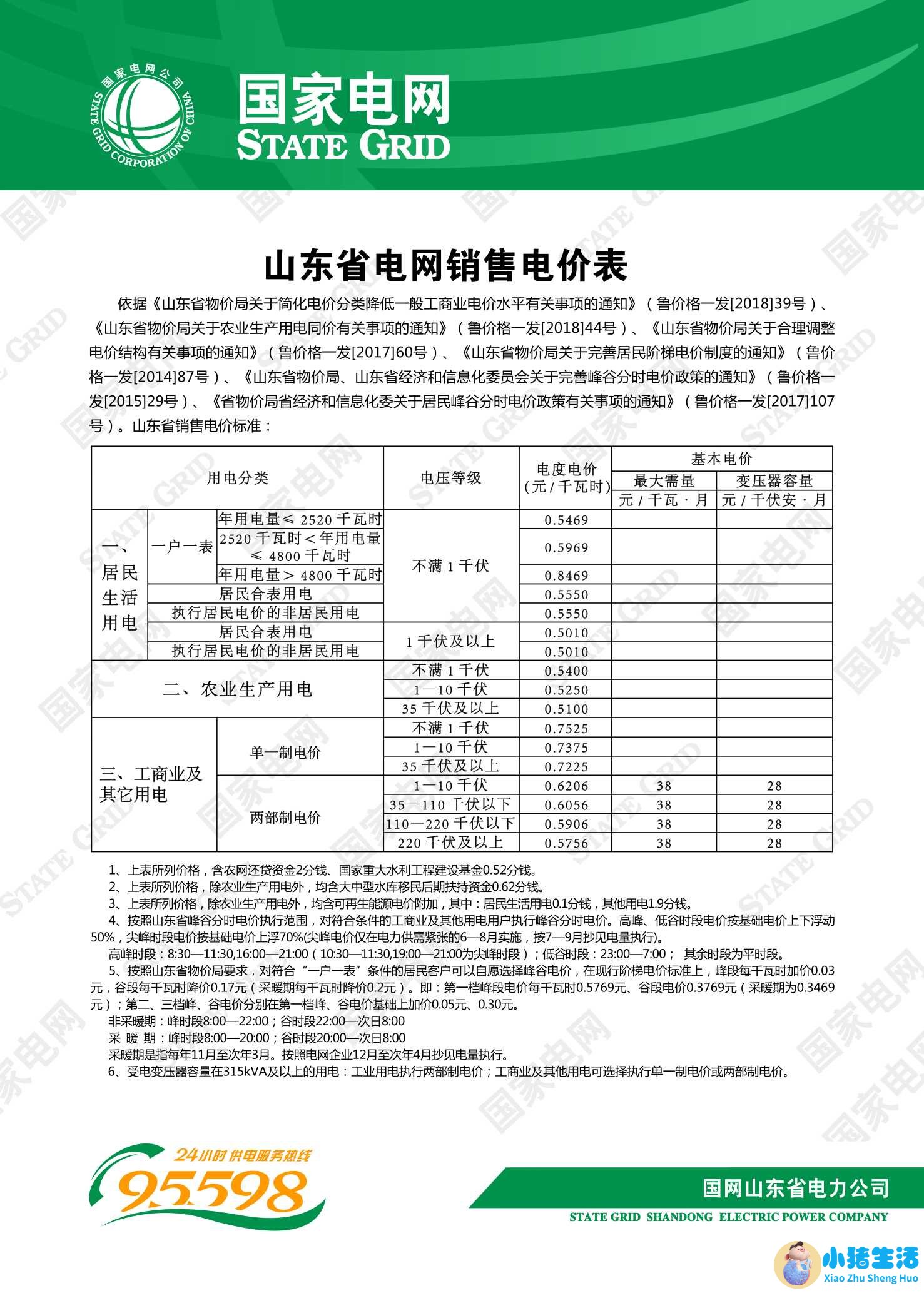 广州居民生活用电价格
